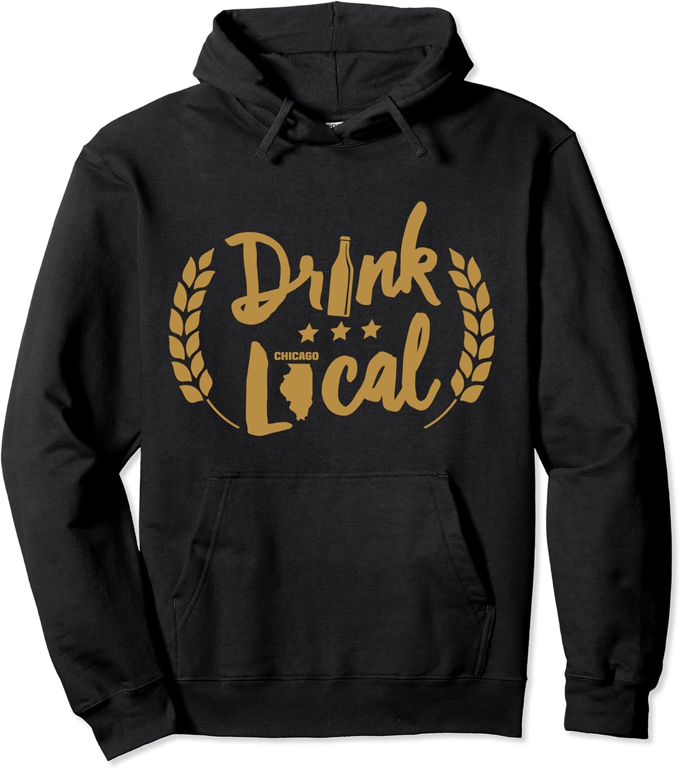 Drink Local Beer Chicago Illinois Craft Brewery Pullover Hoodie Clothing, Shoes